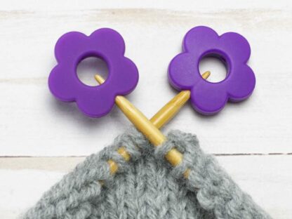Purple Flower Stitch Stoppers at Knot Just Yarn