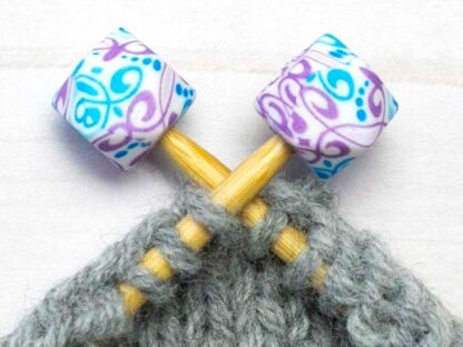 Blue & Purple Paisley Hexagon Stitch Stoppers at Knot Just Yarn
