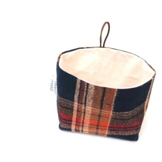 Small Bucket, brown , red flannel